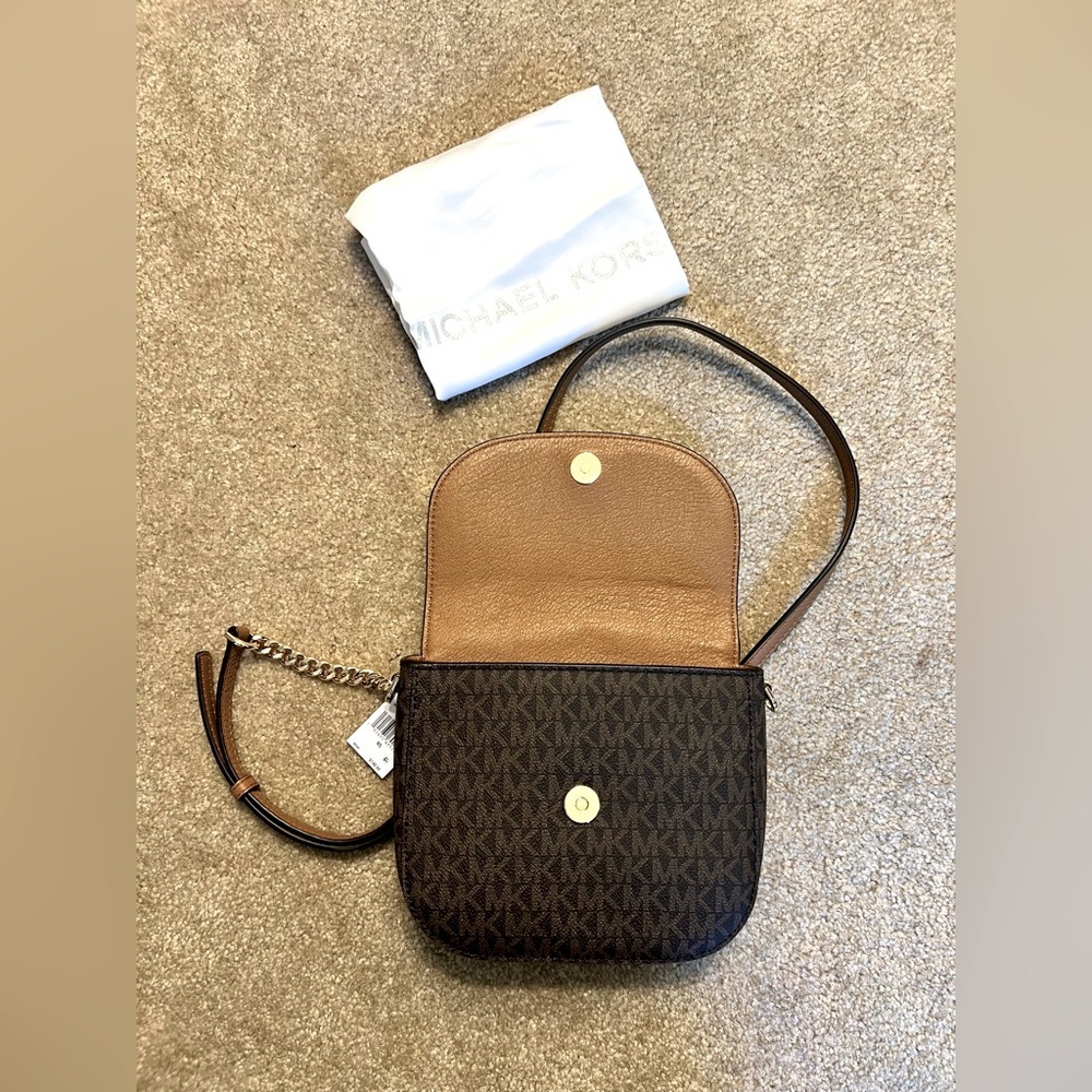 NWT Michael Kors Brown and Acorn Half Dome Crossbody Bag - Picture 10 of 12
